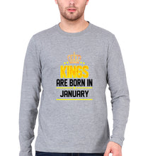 Load image into Gallery viewer, Kings Are Born In January Full Sleeves T-Shirt for Men-Grey Melange-Ektarfa.online
