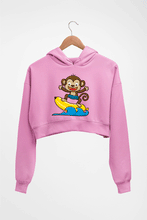 Load image into Gallery viewer, Monkey Banana Crop HOODIE FOR WOMEN-Light Baby Pink-Ektarfa.online
