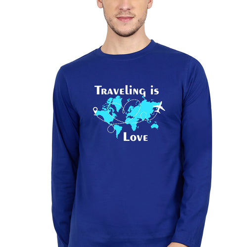 Traveling is Love Full Sleeves T-Shirt for Men-Royal blue-Ektarfa.online