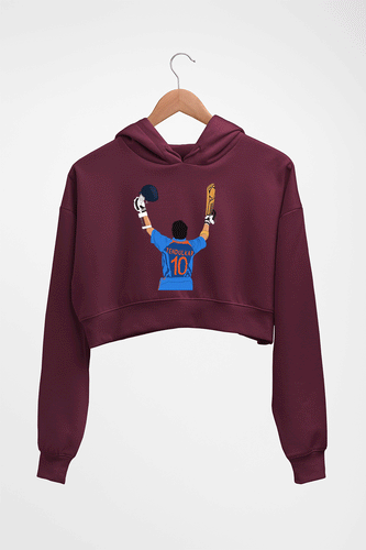 Sachin Tendulkar Crop HOODIE FOR WOMEN-Maroon-Ektarfa.online