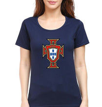 Load image into Gallery viewer, Portugal Football T-Shirt for Women-XS(32 Inches)-Navy Blue-Ektarfa.online
