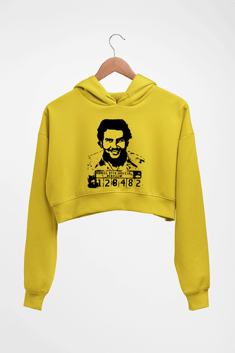 Pablo Escobar Crop HOODIE FOR WOMEN-Mustard Yellow-Ektarfa.online
