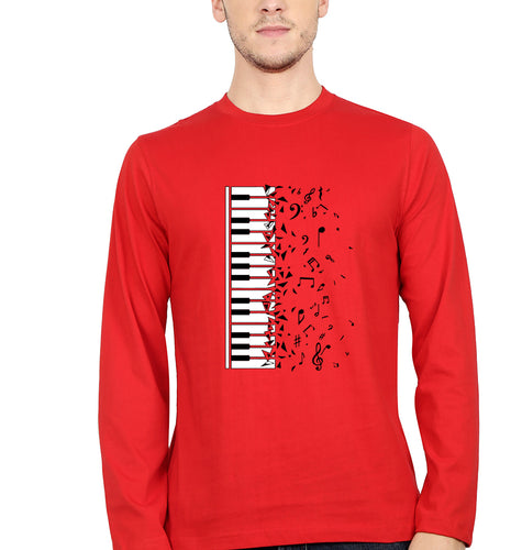 Piano Full Sleeves T-Shirt for Men-red-Ektarfa.online