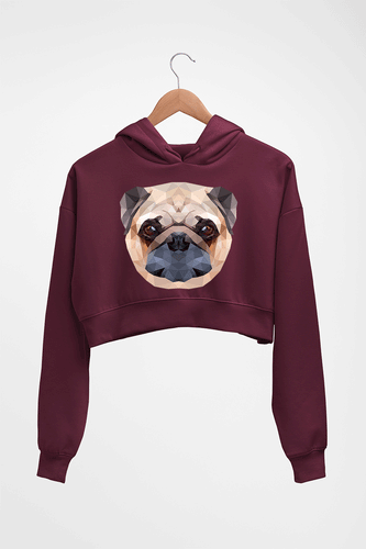 Pug Dog Crop HOODIE FOR WOMEN-Maroon-Ektarfa.online