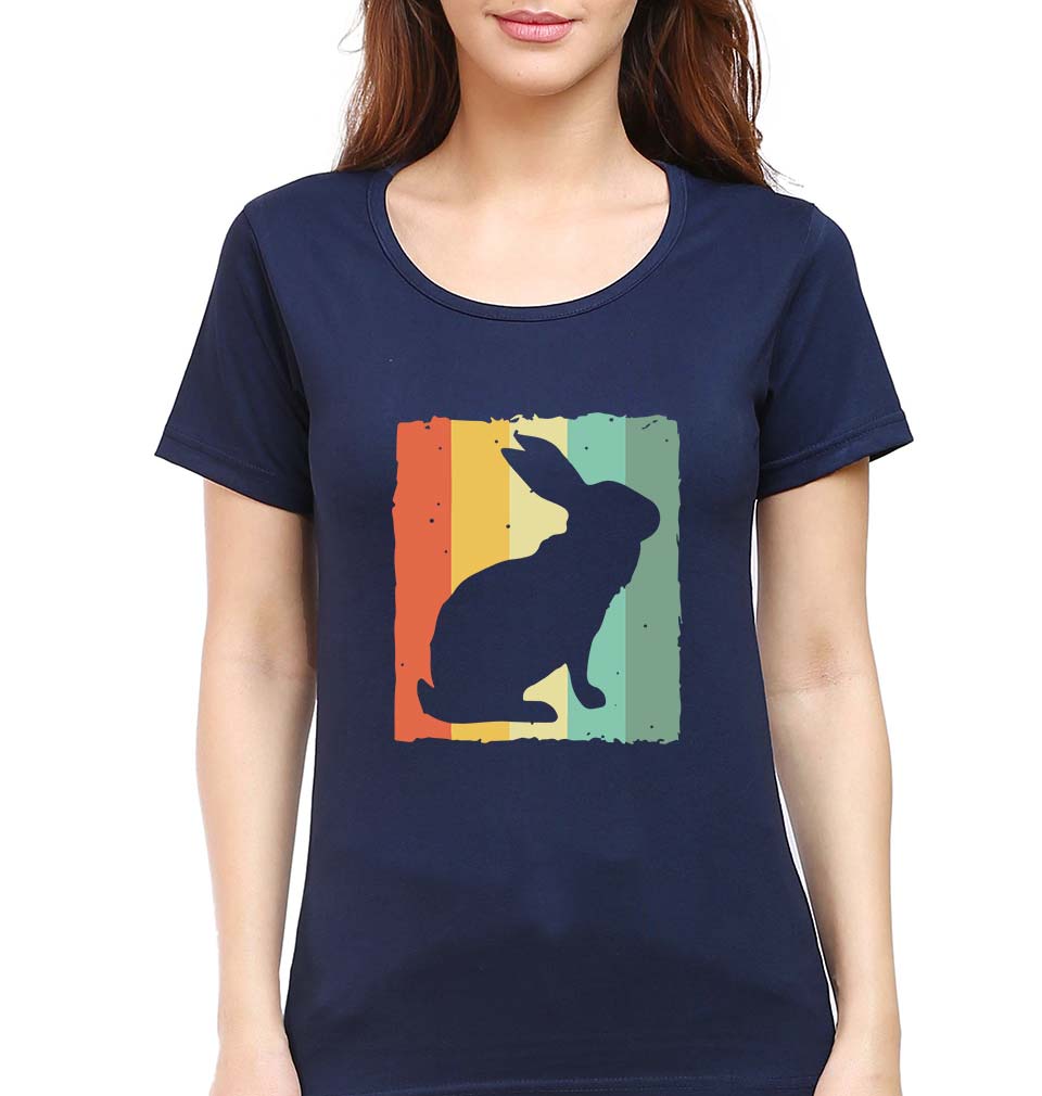 Rabbit Bunny T-Shirt for Women-Navy Blue-Ektarfa.online