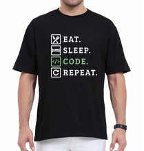 Load image into Gallery viewer, Eat Sleep Code Repeat Oversized T-Shirt for Men-Black-Ektarfa.online
