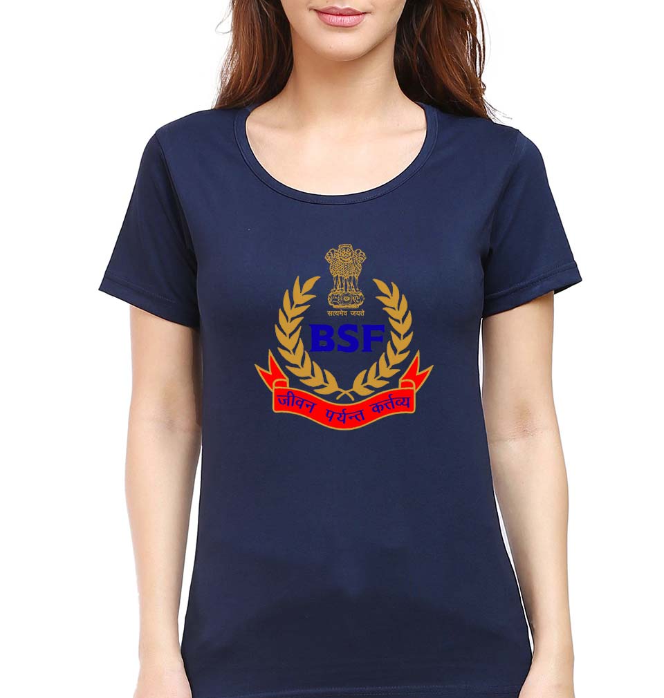 BSF Army T-Shirt for Women-Navy Blue-Ektarfa.online