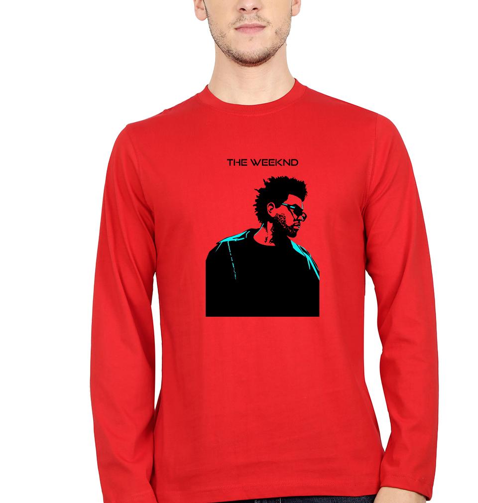 The Weeknd Full Sleeves T-Shirt for Men-S(38 Inches)-Red-Ektarfa.online