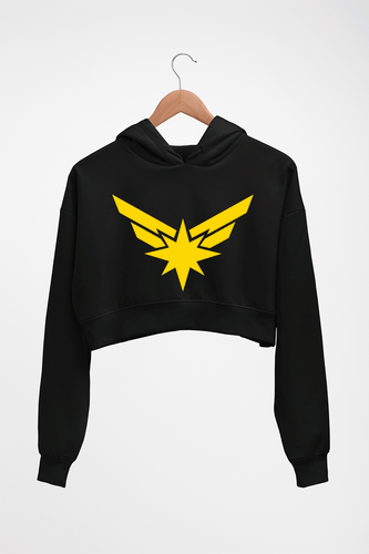 Captain Marvel Crop HOODIE FOR WOMEN-Black-Ektarfa.online