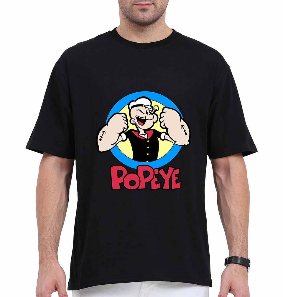 Popeye Oversized T-Shirt for Men-Black-Ektarfa.online