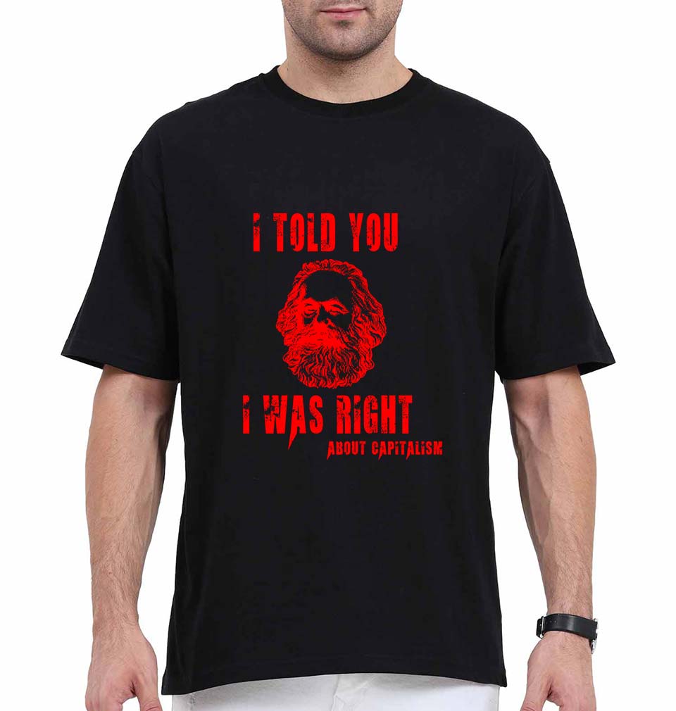 Karl Marx Oversized T-Shirt for Men-Black-Ektarfa.online