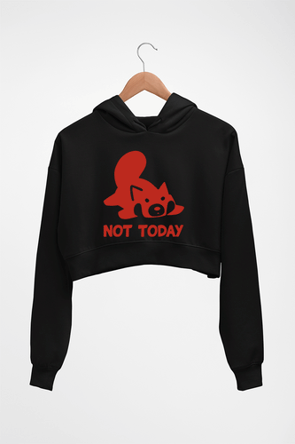 Rocket Raccoon Lazy Not Today Crop HOODIE FOR WOMEN-Black-Ektarfa.online