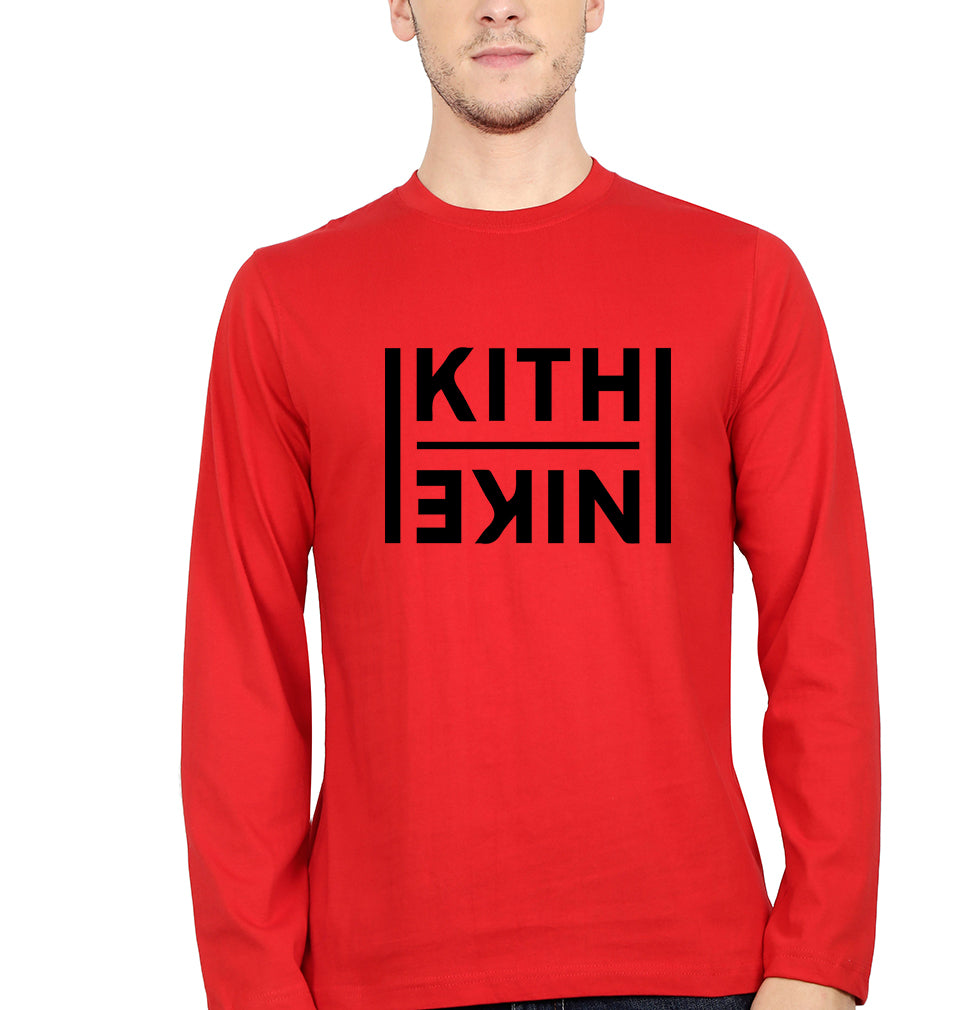 Kith Full Sleeves T-Shirt for Men-S(38 Inches)-Red-Ektarfa.online