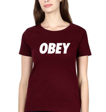 Load image into Gallery viewer, Obey T-Shirt for Women-XS(32 Inches)-Maroon-Ektarfa.online
