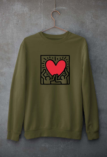 Keith Haring Unisex Sweatshirt for Men/Women-Olive Green-Ektarfa.online