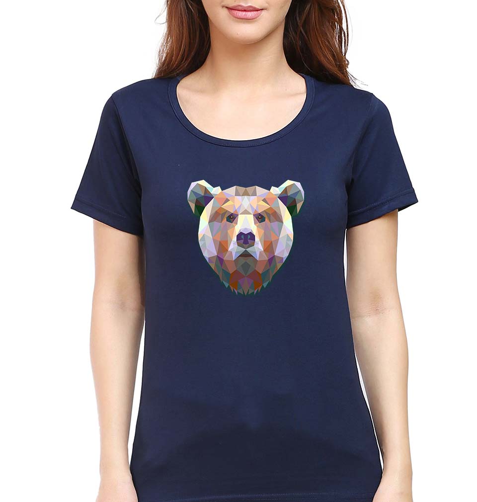Bear T-Shirt for Women-XS(32 Inches)-Navy Blue-Ektarfa.online