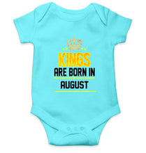 Load image into Gallery viewer, Kings Are Born In August Kids Romper For Baby Boy/Girl-0-5 Months(18 Inches)-Sky Blue-Ektarfa.online
