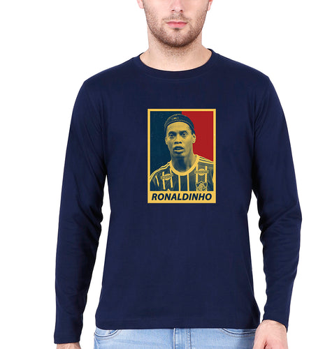 Ronaldinho Full Sleeves T-Shirt for Men-S(38 Inches)-Navy Blue-Ektarfa.online