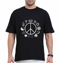 Load image into Gallery viewer, Peace Religious Symbols Oversized T-Shirt for Men-Black-Ektarfa.online
