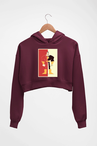 Black Adam Crop HOODIE FOR WOMEN-Maroon-Ektarfa.online