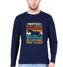 Load image into Gallery viewer, Horse Full Sleeves T-Shirt for Men-Navy blue-Ektarfa.online
