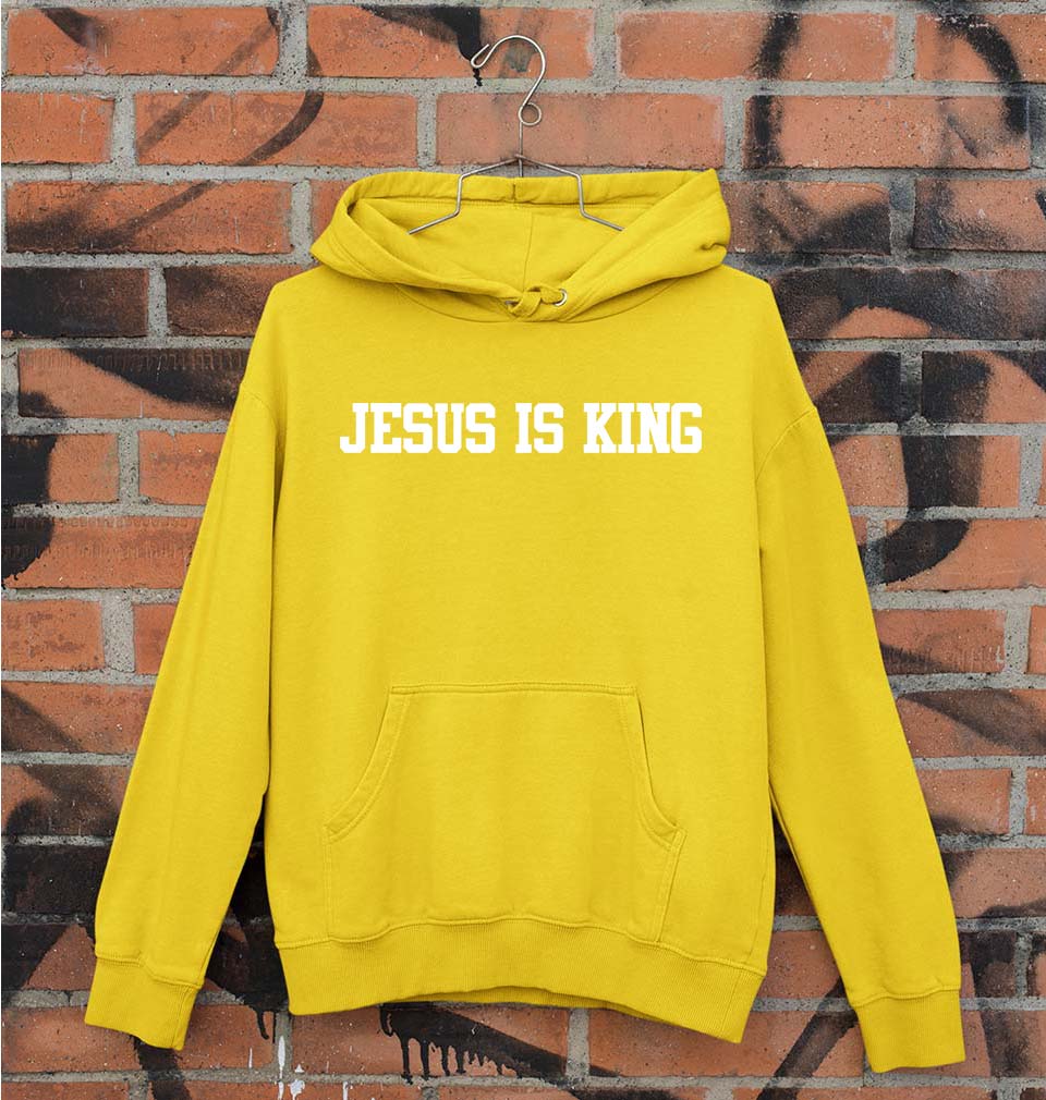 Jesus is King Unisex Hoodie for Men/Women-S(40 Inches)-Mustard Yellow-Ektarfa.online