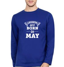 Load image into Gallery viewer, Legends are Born in May Full Sleeves T-Shirt for Men-Royal Blue-Ektarfa.online
