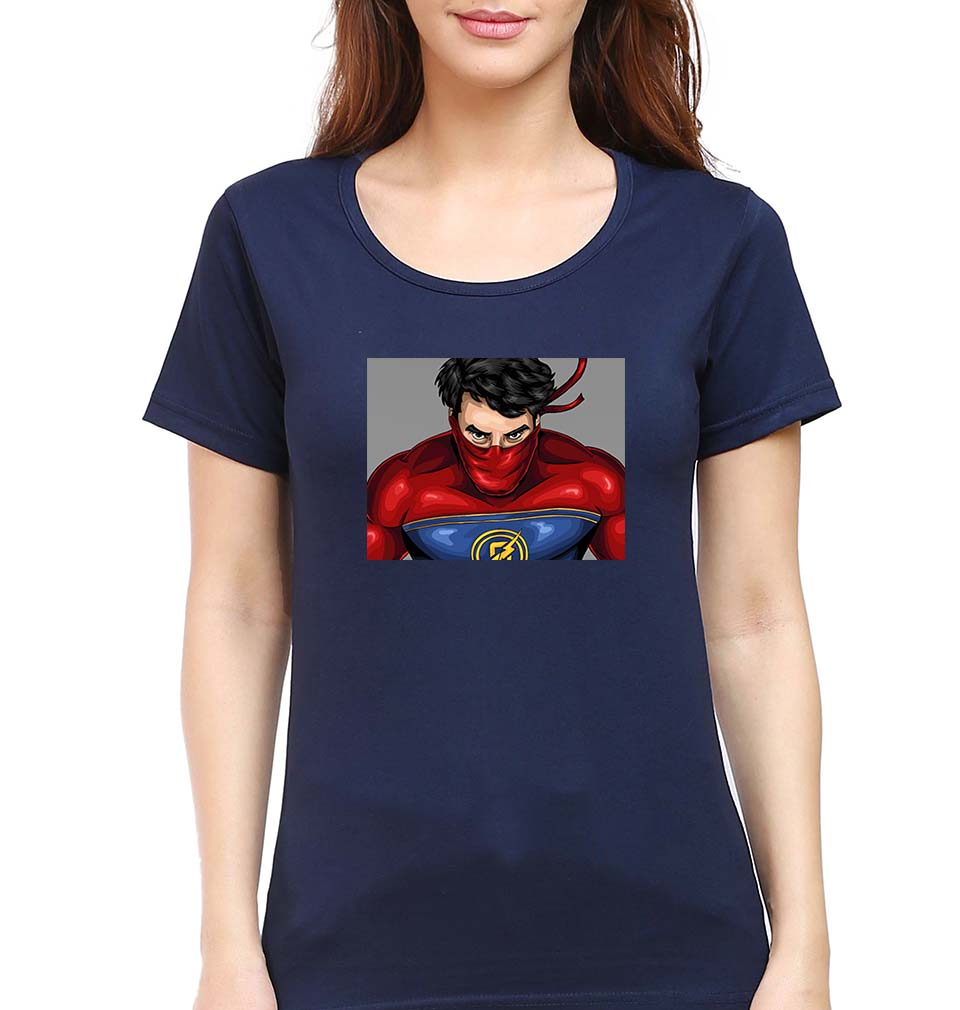Minnal Murali T-Shirt for Women-XS(32 Inches)-Navy Blue-Ektarfa.online