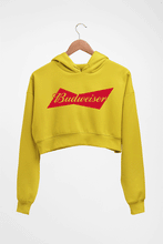 Load image into Gallery viewer, Budweiser Crop HOODIE FOR WOMEN-Mustard Yellow-Ektarfa.online
