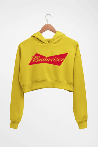 Budweiser Crop HOODIE FOR WOMEN-Mustard Yellow-Ektarfa.online