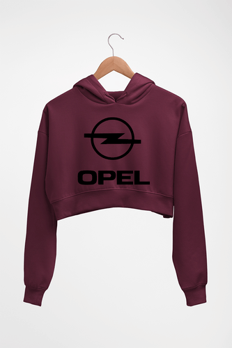 Opel Crop HOODIE FOR WOMEN-Maroon-Ektarfa.online
