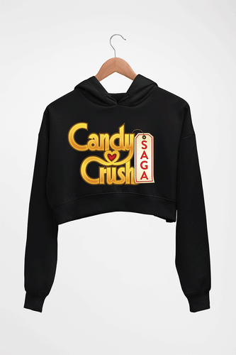 Candy Crush Crop HOODIE FOR WOMEN-Black-Ektarfa.online