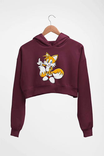 Tails Sonic Crop HOODIE FOR WOMEN-Maroon-Ektarfa.online