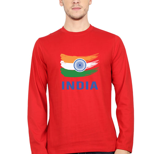 India Full Sleeves T-Shirt for Men-Red-Ektarfa.online