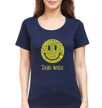 Load image into Gallery viewer, Dead Inside Emoji T-Shirt for Women-XS(32 Inches)-Navy Blue-Ektarfa.online
