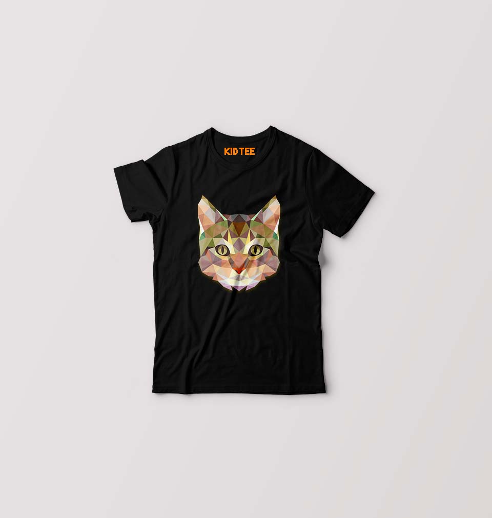 TRIANGLE_CAT Kids T-Shirt for Boy/Girl-Black-Ektarfa.online