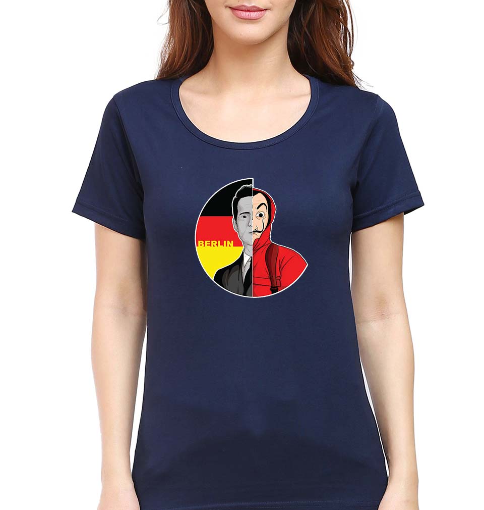 Money Heist Berlin T-Shirt for Women-Navy Blue-Ektarfa.online