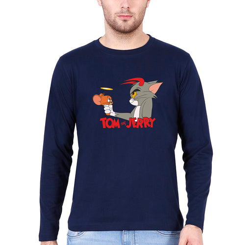 Tom and Jerry Full Sleeves T-Shirt for Men-Navy Blue-Ektarfa.online