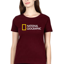 Load image into Gallery viewer, National Geographic T-Shirt for Women-XS(32 Inches)-Maroon-Ektarfa.online
