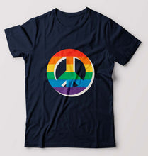 Load image into Gallery viewer, Peace Pride T-Shirt for Men-S(38 Inches)-Navy Blue-Ektarfa.online

