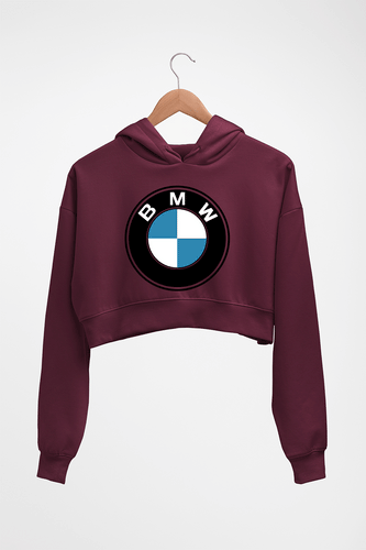 BMW Crop HOODIE FOR WOMEN-Maroon-Ektarfa.online