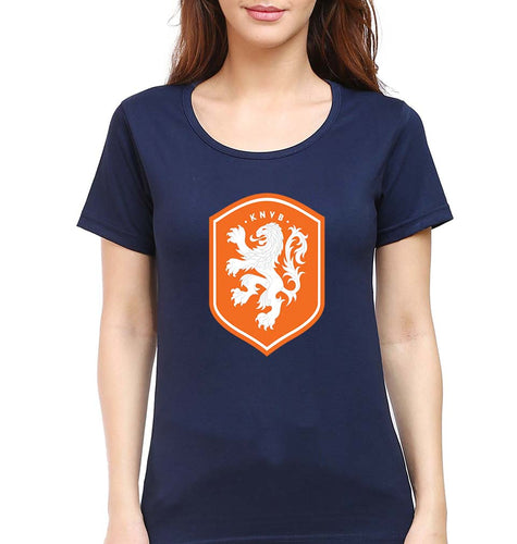 Netherlands Football T-Shirt for Women-Navy Blue-Ektarfa.online