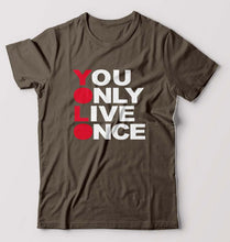 Load image into Gallery viewer, You Live Only Once(YOLO) T-Shirt for Men-Olive Green-Ektarfa.online
