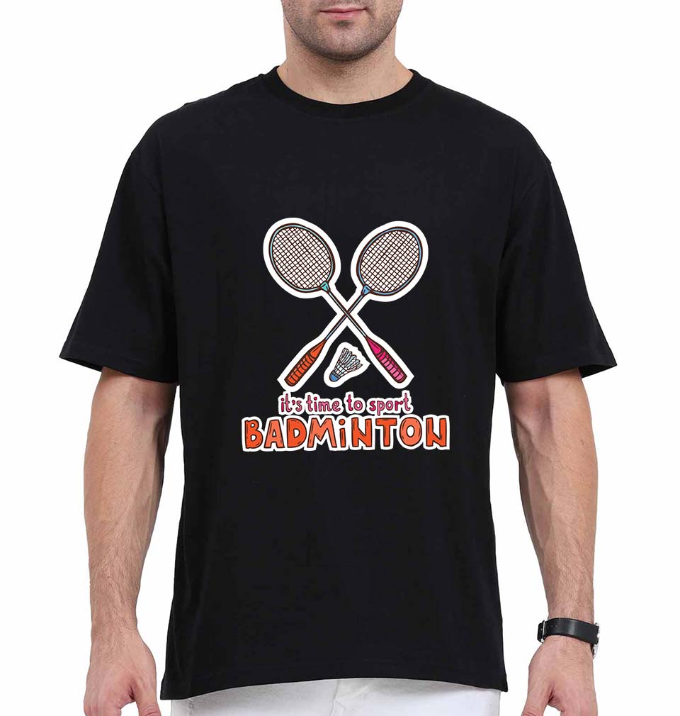 Badminton Oversized T-Shirt for Men-Black-Ektarfa.online