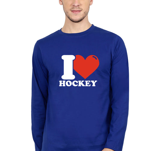 I Love Hockey T Full Sleeves T-Shirt for Men-Royal Blue-Ektarfa.online