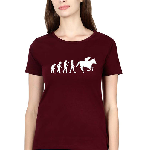 Horse Riding T-Shirt for Women-Maroon-Ektarfa.online
