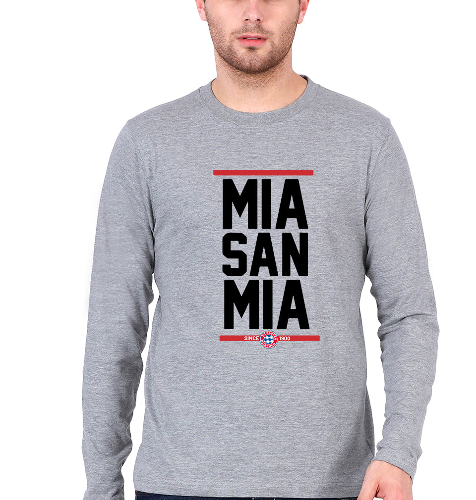 Bayern Munich Full Sleeves T-Shirt for Men-Grey Melange-Ektarfa.online