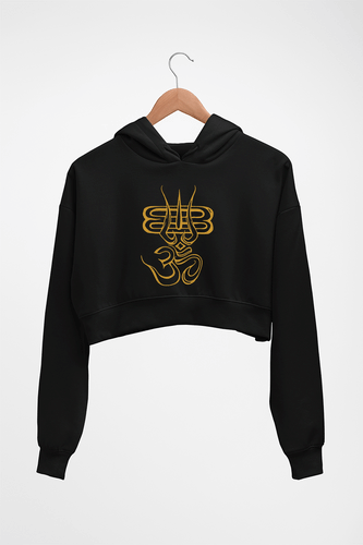 Bholenath Shiva Shivji Crop HOODIE FOR WOMEN-Black-Ektarfa.online