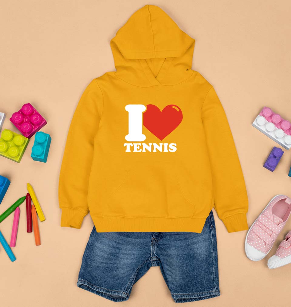 I Love Tennis Kids Hoodie for Boy/Girl-Mustard Yellow-Ektarfa.online