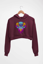 Load image into Gallery viewer, Trippy Psychedelic Skull Crop HOODIE FOR WOMEN-Maroon-Ektarfa.online
